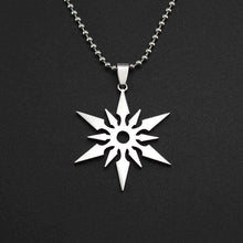 Load image into Gallery viewer, High Polished Silver Tone Stainless Steel Ninjia Throwing Star Dart Pendant Necklace with Free Chain 60CM Long - Pendant Necklace
