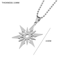 Load image into Gallery viewer, High Polished Silver Tone Stainless Steel Ninjia Throwing Star Dart Pendant Necklace with Free Chain 60CM Long - Pendant Necklace
