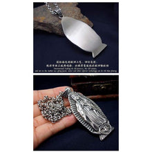 Load image into Gallery viewer, High Polished Silver Tone Stainless Steel Our Lady of Guadalupe Pendant Necklace 70 CM SS Chain - Pendant Necklace
