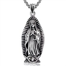 Load image into Gallery viewer, High Polished Silver Tone Stainless Steel Our Lady of Guadalupe Pendant Necklace 70 CM SS Chain - Pendant Necklace
