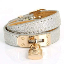 Load image into Gallery viewer, High Quality Kelly Punk Style Fashion Double Layer PU Leather Lock Pendant Charms Bracelet&amp;Bangle For Women Jewelry Wholesale - 200000146
