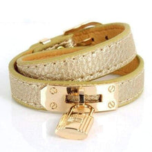 Load image into Gallery viewer, High Quality Kelly Punk Style Fashion Double Layer PU Leather Lock Pendant Charms Bracelet&amp;Bangle For Women Jewelry Wholesale - 200000146
