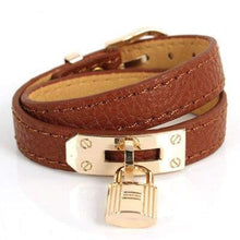 Load image into Gallery viewer, High Quality Kelly Punk Style Fashion Double Layer PU Leather Lock Pendant Charms Bracelet&amp;Bangle For Women Jewelry Wholesale - 200000146
