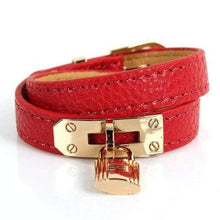 Load image into Gallery viewer, High Quality Kelly Punk Style Fashion Double Layer PU Leather Lock Pendant Charms Bracelet&amp;Bangle For Women Jewelry Wholesale - 200000146
