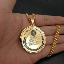 Load image into Gallery viewer, Hip Hop Round Coin All Seeing Eye of Providence Pendants Necklaces For Women/Men Gold Color Stainless Steel Masonic Jewelry - Pendant

