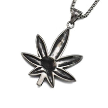 Load image into Gallery viewer, Hop Black Enamel Silver Stainless Steel Pot Leaf Skull Pendant Necklace - Pendant Necklace
