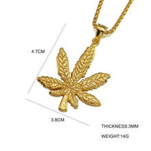 Load image into Gallery viewer, Hop Gold/SilverTone Stainless Steel Pot Leaf Peace Symbol Pendant Necklace Chain 60CM - Pendant Necklace
