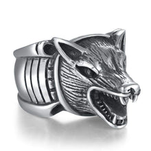 Load image into Gallery viewer, Howling Wolf Biker Ring - Silver
