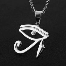Load image into Gallery viewer, HZMAN CZ Eye of Horus Egypt Protection Pendant on Stainless Steel Necklace (Silver) - Pendant Necklace
