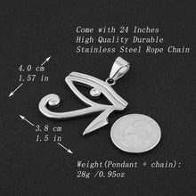 Load image into Gallery viewer, HZMAN CZ Eye of Horus Egypt Protection Pendant on Stainless Steel Necklace (Silver) - Pendant Necklace
