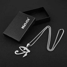Load image into Gallery viewer, HZMAN CZ Eye of Horus Egypt Protection Pendant on Stainless Steel Necklace (Silver) - Pendant Necklace
