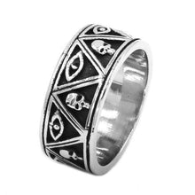 Load image into Gallery viewer, Illuminati Pyramid Eye Skull Ring Stainless Steel Jewelry Classic Freemasonry Masonic Motor Biker Mens Ring Wholesale SWR0699 - Ring
