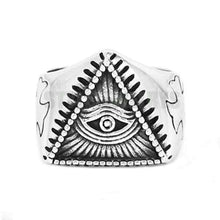 Load image into Gallery viewer, Illuminati Pyramid Eye Symbol Ring Stainless Steel Jewelry High Quality Silver Gold Cross Motor Biker Men Ring Wholesale SWR0519 - Ring
