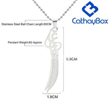 Load image into Gallery viewer, Islamic Imam Ali Zulfiqar Sword Pendant Etched Gift for Shia Muslim Silver Tone Stainless Steel Necklace 60CM Long - Pendant Necklace
