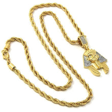 Load image into Gallery viewer, Jewel Town Mens Gold Plated Egyptian Pharaoh Hip-Hop Pendant 24 Rope Chain Necklace D441 - Pendant Necklace
