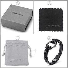Load image into Gallery viewer, JINBAOYING Mens Bracelets Black Leather Bracelet Braided Genuine Leather Bracelet with Stainless Steel Wristband Cuff Bracelet 7.5-8.7 inch
