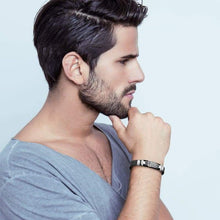 Load image into Gallery viewer, JINGCI Cross Bracelets for Men Stainless Steel Religious Bracelet with Silicone and Leather for Couples Boys and Man (Silicone Cross-Black)
