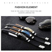 Load image into Gallery viewer, JINGCI Cross Bracelets for Men Stainless Steel Religious Bracelet with Silicone and Leather for Couples Boys and Man (Silicone Cross-Blue) -
