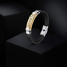 Load image into Gallery viewer, JINGCI Cross Bracelets for Men Stainless Steel Religious Bracelet with Silicone and Leather for Couples Boys and Man (Silicone Cross-God) -
