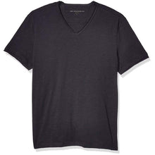 Load image into Gallery viewer, John Varvatos Star USA Mens Short Sleeve Slub V-Neck with Cut Raw Edge - Black / Large - T-Shirt
