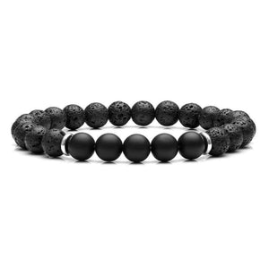 JOVIVI 2 Pcs Lava Stone Leather Beads Bracelets Essential Oil Diffuser Stainless Steel Cuff Beaded Bracelet Set Men Women Adjustable -