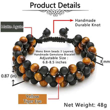 Load image into Gallery viewer, Jovivi Beads Chakra Bracelet Tigers Eye Gemstone Black Onyx Obsidian Lava Rock Stone Essential Oil Diffuser Bracelet Natural Energy Yoga Healing Crystals Bracelet Adjustble for Women Men
