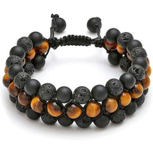 Load image into Gallery viewer, Jovivi Beads Chakra Bracelet Tigers Eye Gemstone Black Onyx Obsidian Lava Rock Stone Essential Oil Diffuser Bracelet Natural Energy Yoga Healing Crystals Bracelet Adjustble for Women Men
