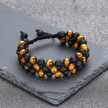 Load image into Gallery viewer, Jovivi Beads Chakra Bracelet Tigers Eye Gemstone Black Onyx Obsidian Lava Rock Stone Essential Oil Diffuser Bracelet Natural Energy Yoga Healing Crystals Bracelet Adjustble for Women Men
