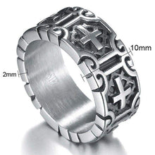 Load image into Gallery viewer, Jude Jewelers 9mm Retro Vintage Stainless Steel Cross Band Style Biker Ring (Grey 7) - Cell Phone Mount

