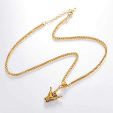 Load image into Gallery viewer, Kpop Hand Love Gesture Necklace Unisex Jewelry Stainless Steel Gold Color Love Sign Pendant Rock Punk Necklace Men P3236
