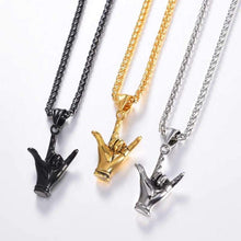 Load image into Gallery viewer, Kpop Hand Love Gesture Necklace Unisex Jewelry Stainless Steel Gold Color Love Sign Pendant Rock Punk Necklace Men P3236

