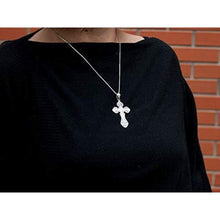 Load image into Gallery viewer, Large Christian Cross 925 Sterling Silver Necklace for Men Women Bible Verse Double Sided Filigree Crosses Pendant with Lords Prayer Religious Jewelry/Handmade
