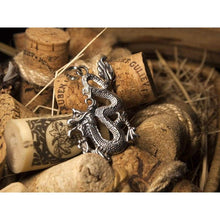 Load image into Gallery viewer, Large Fire Dragon Pendant Necklace 925 Sterling Silver Magic Good Luck Amulet Oriental Chinese Zodiac Symbol Gothic Fantasy Animal Jewelry for Men Women Yoga Buddist Gifts/Handmade
