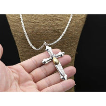Load image into Gallery viewer, Large Handmade Cross Pendant Necklace in Solid 925 Silver
