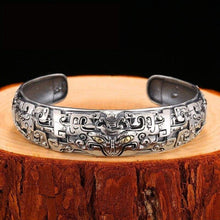 Load image into Gallery viewer, Large Heavy Chunky Sterling Silver Bangle Mens Silver Bracelet Chinese Taotie Vintage Thai Silver Viking Bangle Jewelry
