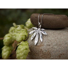 Load image into Gallery viewer, Large Marijuana Pot Leaf Necklace 925 Sterling Silver Cannabis Weed Pendant Hippie Party Choker Charm Rasta Hip Hop Yoga Jewelry Cool Gifts for Men Women Handcrafted
