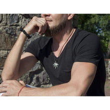 Load image into Gallery viewer, Large Marijuana Pot Leaf Necklace 925 Sterling Silver Cannabis Weed Pendant Hippie Party Choker Charm Rasta Hip Hop Yoga Jewelry Cool Gifts for Men Women Handcrafted
