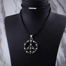 Load image into Gallery viewer, Large round cycle skull pendant Ppeace symbol Men necklace Stainless Steel vintage Jewelry as gift
