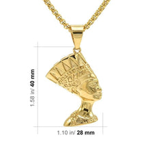 Load image into Gallery viewer, Lax Jewelry Mens Stainless Steel Egypt Queen Nefertiti Pendant Necklace 24 inch Cuban Chain (Egypt Queen Nefertiti) - Pendant Necklace
