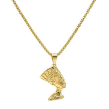 Load image into Gallery viewer, Lax Jewelry Mens Stainless Steel Egypt Queen Nefertiti Pendant Necklace 24 inch Cuban Chain (Egypt Queen Nefertiti) - Pendant Necklace
