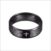 Load image into Gallery viewer, religous-jesus-cross-ring-amulet-jewlry-gold-black-rosegold-stainless-steel-letter-initials-letter-monogram-bible-rings-women-5-colors
