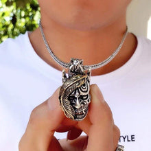 Load image into Gallery viewer, Luxury Devil Satan Skull Pendant Biker Men Steampunk Necklace Dark World 925 Sterling Silver Gothic Jewelry
