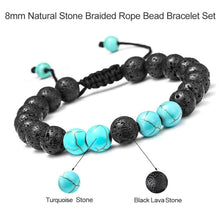 Load image into Gallery viewer, M MOOHAM Lava Rock Bracelet - 8mm Lava Rock Bead Blue Turquoise Anxiety Bracelet Men Women Stress Relief Yoga Beads Aromatherapy Essential
