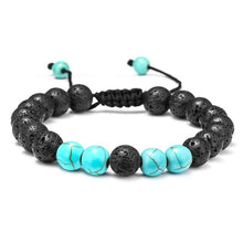Load image into Gallery viewer, M MOOHAM Lava Rock Bracelet - 8mm Lava Rock Bead Blue Turquoise Anxiety Bracelet Men Women Stress Relief Yoga Beads Aromatherapy Essential
