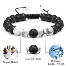 Load image into Gallery viewer, M MOOHAM Lava Rock Bracelet - 8mm Lava Rock Bead White Turquoise Anxiety Bracelet Men Women Stress Relief Yoga Beads Aromatherapy Essential
