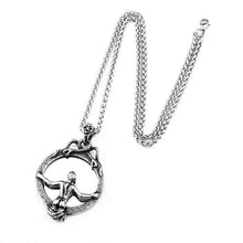 Load image into Gallery viewer, Magic Mirror Men Pendant Necklace with Stainless Steel Snake Wrapped Skull Clasp Chain Sexy women
