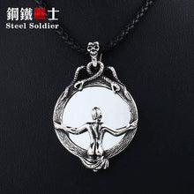 Load image into Gallery viewer, Magic Mirror Men Pendant Necklace with Stainless Steel Snake Wrapped Skull Clasp Chain Sexy women
