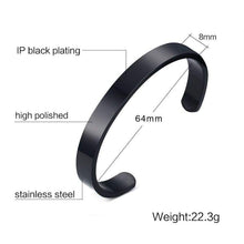 Load image into Gallery viewer, Mealguet Jewelry MG Jewelry High Polished Stainless Steel Plain Cuff Bangle Bracelets for Men Women Black 64mm - Jewelry
