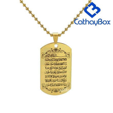 Load image into Gallery viewer, Men Islam Koranic Surah Quran Ayatul Kursi Pendant Necklace For Muslim Stainless Steel Jewelry Silver Gold - Pendant Necklace
