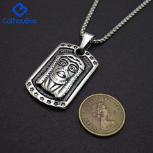 Load image into Gallery viewer, Men Jesus Piece Pendant Necklace Stainless Steel Black Enamel Christian Medallion Jewelry Gift 2018 - Pendant Necklace
